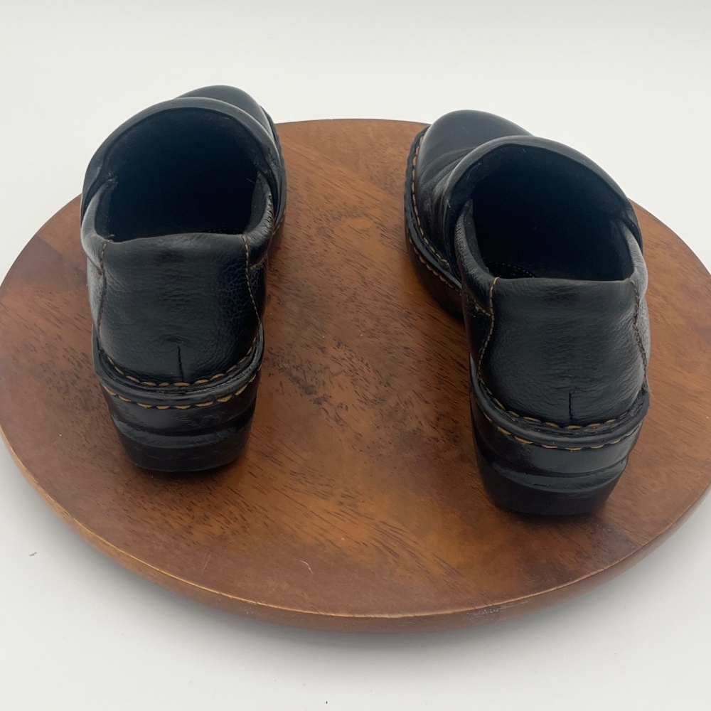 Born Concept Black Leather Slip-On Casual Loafer Clog Block Heel Women’s Sz 8M/W - Picture 4 of 10